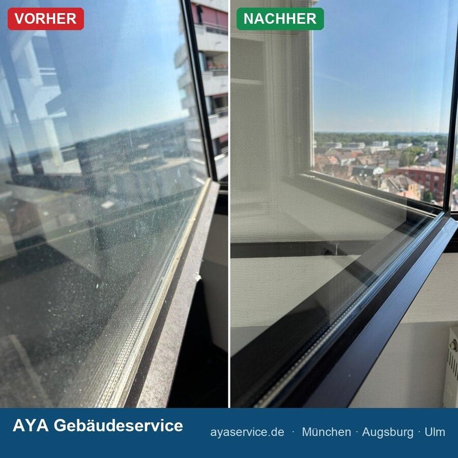 Vorher/Nachher: Fensterrahmen-Reinigung